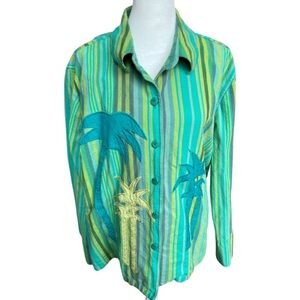 Hearts of Palm palm tree button up top 14